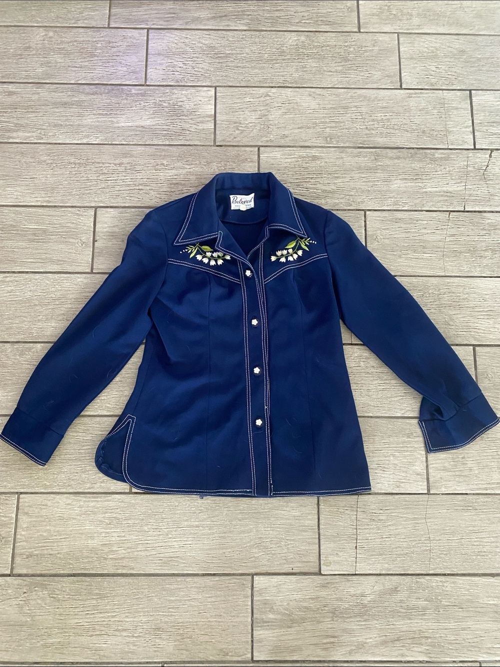 Navy Embroidered Western Button-Down Shirt